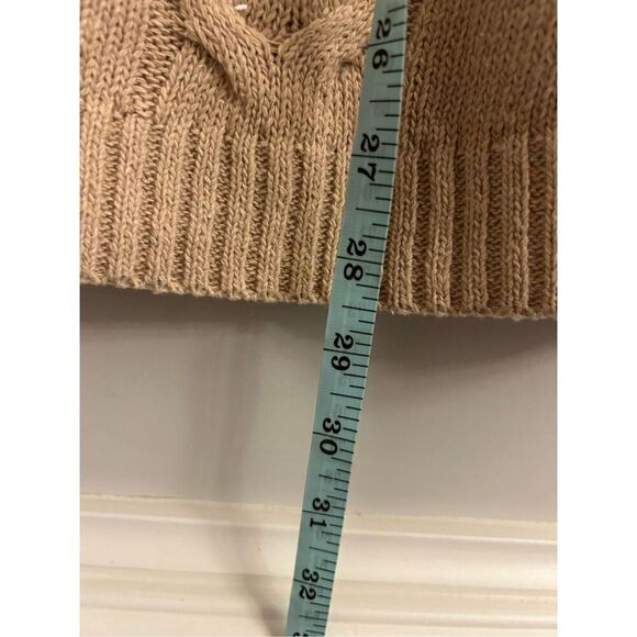 Heathmoor Cable Mock Neck Tan Boho Sweater S/M Neutral relaxed fit - Picture 6 of 6